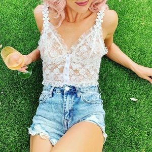For Love & Lemons white lace top